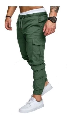 Pantalones Cargo Hombre Gabardina Bolsillos Jogger Jogging