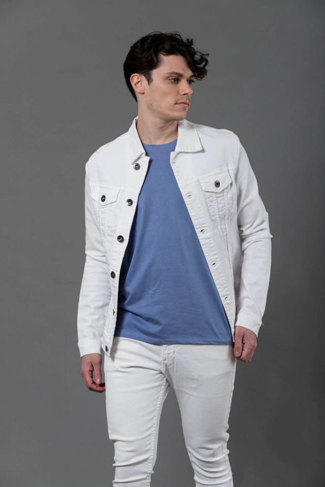 Campera de Jean Pool Hombre - Blanco