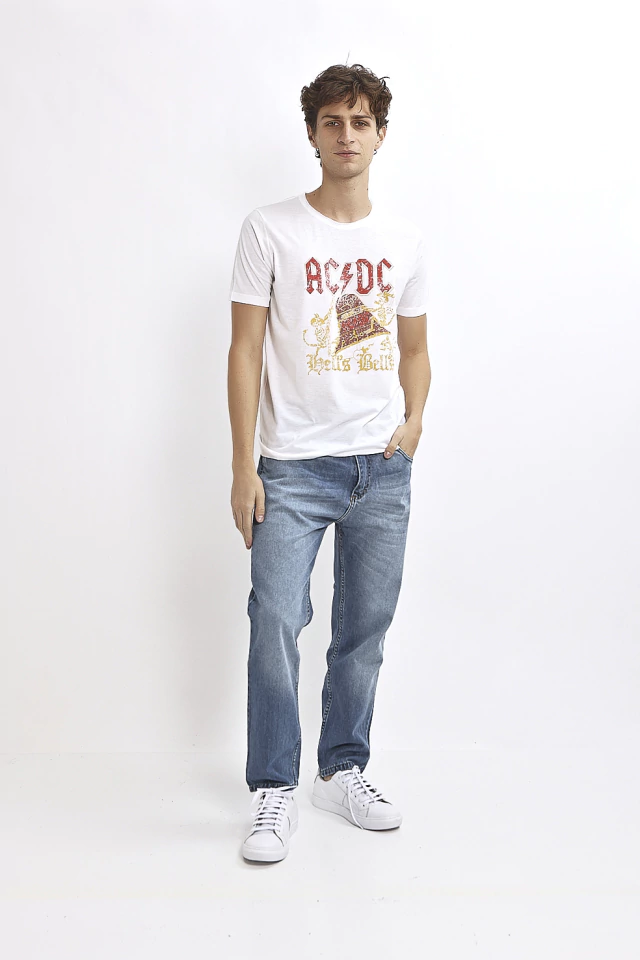 Remera corse ac/dc bell hombre algodón blanco
