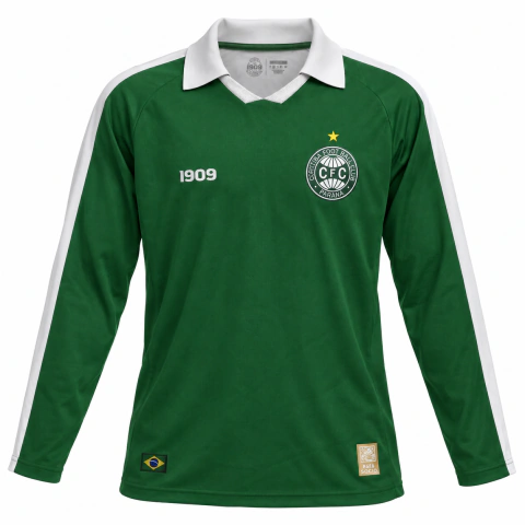Camisa Manga Longa Coritiba 1909 Retrô Manga Longa Verde