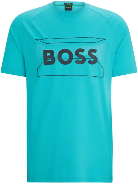 Camiseta Hugo Boss Com Estampa Logo Azul Turquesa