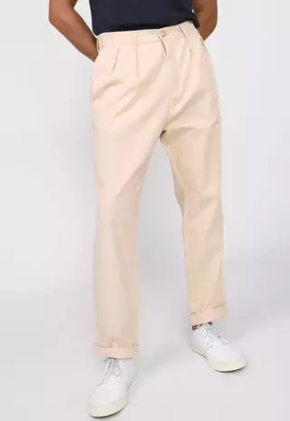 Calça Hering Reta Chino Pregas Pantalona Bege - H1UKHLYEN