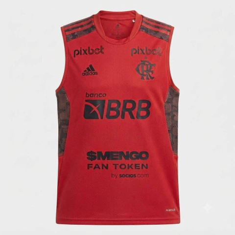 Regata Treino Vermelha Flamengo Adidas 2021 Com Patrocínio GK7359