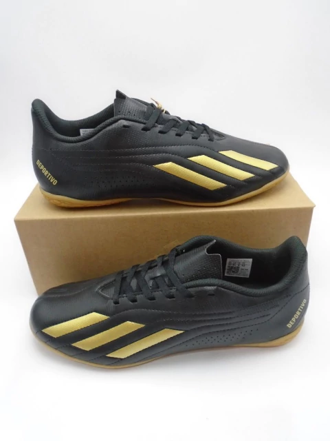 Chuteira Adidas Deportivo II IN Preta/Dourado - IV1762