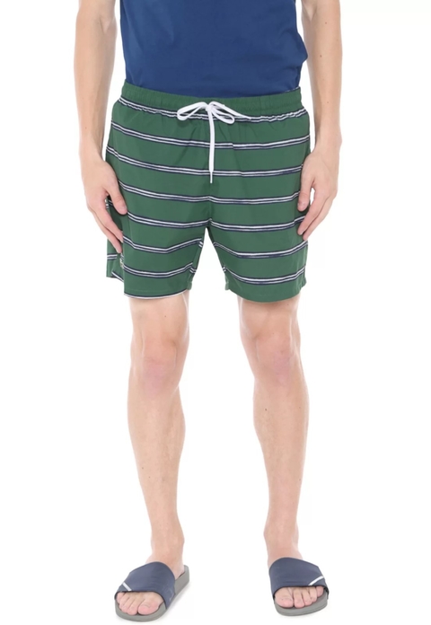 Bermuda Água Lacoste Quadrada Listrada Verde - comprar online