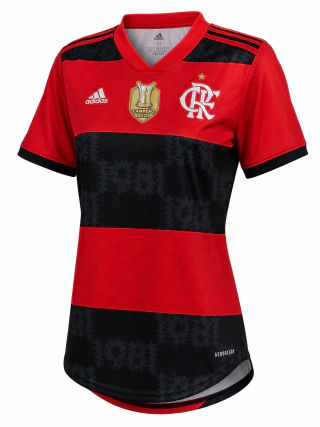 Camisa Feminina Flamengo Adidas I 2021 Com Patch Campeão Brasileiro 2020 GG1000