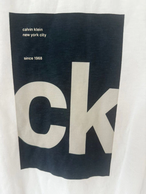 Camiseta Calvin Klein Monogram Logo Center Box Graphic Branca 4RC826G-110 - comprar online