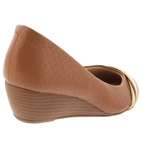 Scarpin Modare Ultraconforto Anabela Metalizado Caramelo - 7036.415.24115.62159 - Kevin Sports