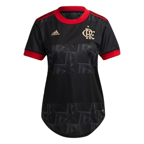 Camisa Adidas Feminina 3 CR Flamengo 21 - Preto+Vermelho GR4285