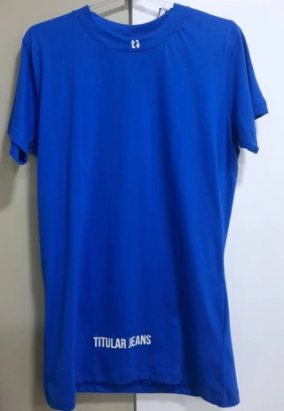 Camiseta Titular Jeans Logo Pequeno na Gola 13258.111AZ