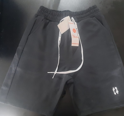Bermuda Moletom Com Cadarço Titular Jeans Bordada Preta 13009.111.2