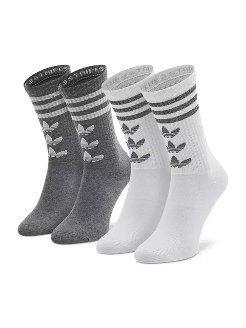 Kit 2 Pares de Meias Adidas Originals Trefoil Crew Cano Longo HC9526