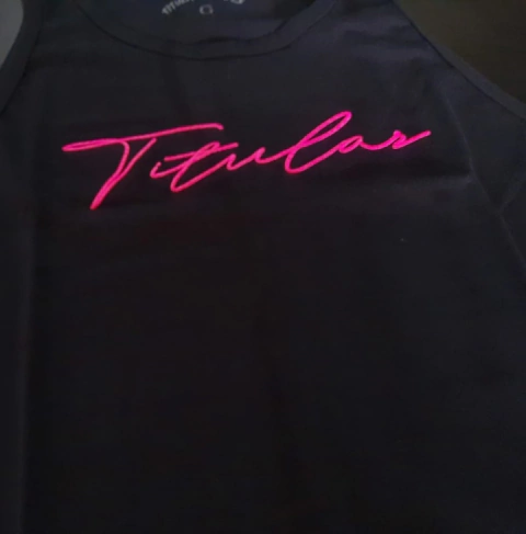 Regata Titular Jeans Logo Escrito Bordado Preto & Rosa 13232PT/RS - comprar online