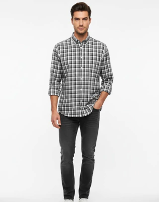 Camisa Xadrez Preta e Branca Original Amazon Essentials Regular Fit - B0775C-TC7J