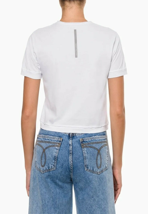 Camiseta Calvin Klein Feminina Branca Logo Aplic - CF3PC01BC816-0900 na internet