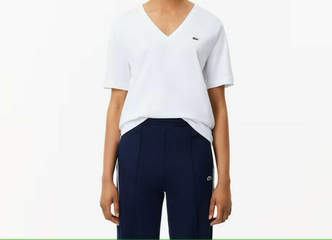 Camisa de Algodão Off White Lacoste Decote em V Feminina TF2934-23-001