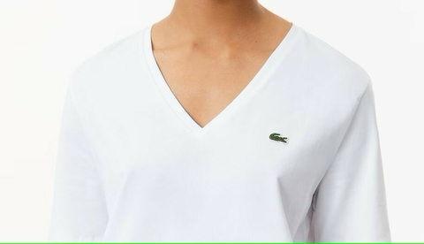 Camisa de Algodão Off White Lacoste Decote em V Feminina TF2934-23-001 - comprar online