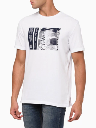 Camiseta Calvin Klein Manga Curta Masculina 90 S Spotify Branca - CM3OC01TC830-0900