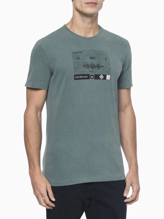 Camiseta Calvin Klein Manga Curta Masculina Spotify Verde Escuro - CM3OC01TC973-0669