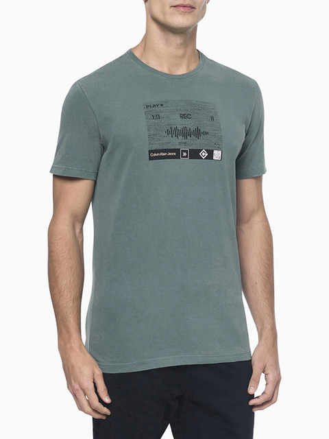 Camiseta Calvin Klein Manga Curta Masculina Spotify Verde Escuro - CM3OC01TC973-0669