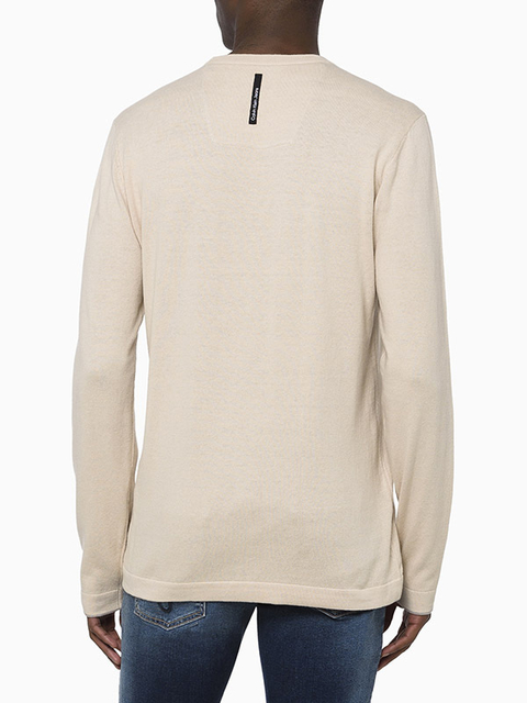 Tricot Calvin Klein Gola Careca Com Reissue no Centro - Areia - CM3OC04WR000-0703 - comprar online