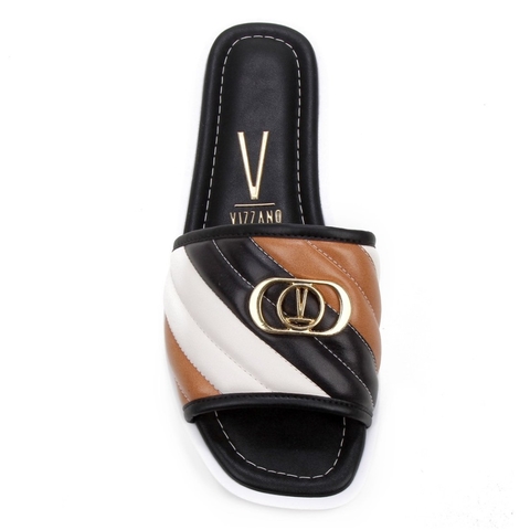 Slide Listrado. - Preto & Bege. - Vizzano 6439-103 na internet