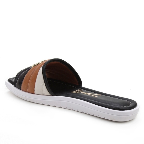 Slide Listrado. - Preto & Bege. - Vizzano 6439-103 - Kevin Sports