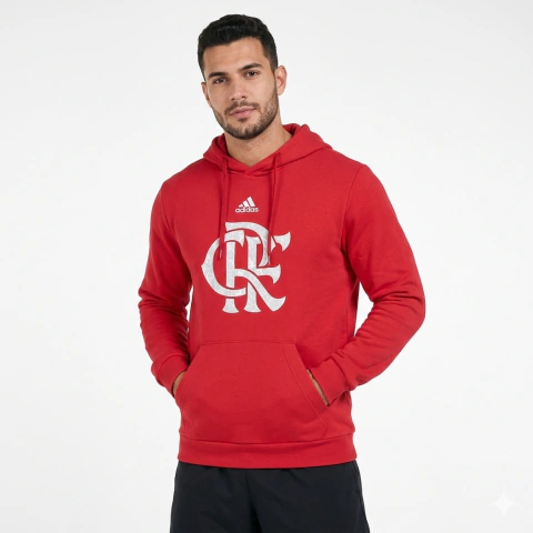 Casaco Moletom Adidas Flamengo DNA Masculino Com Capuz Vermelho - IP8191