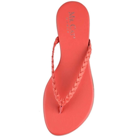 Rasteira Slide Dedo Trancinha Feminina Mr. Cat - Vermelho PRE248VR - comprar online