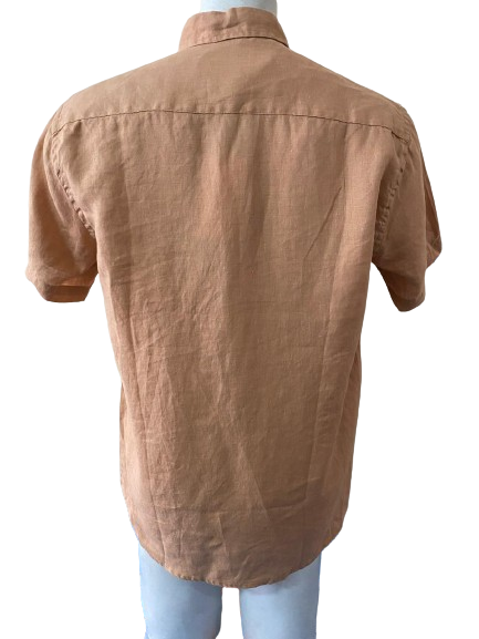 Camisa Manga Curta Lehua Classica Linho - Marrom - 1300 na internet