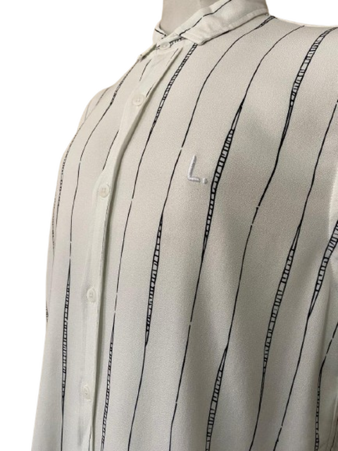 Camisa Manga Curta Lehua Listrado Irregular - Preto/Branco - 1308 - comprar online