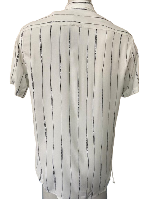 Camisa Manga Curta Lehua Listrado Irregular - Preto/Branco - 1308 na internet