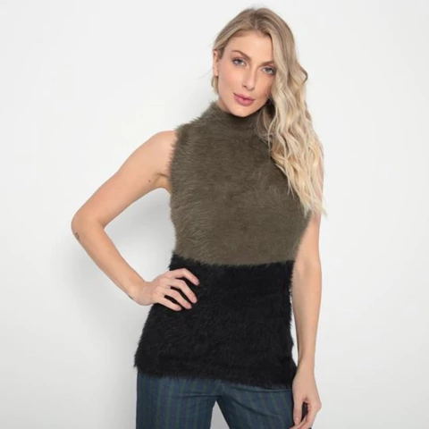 Regata Calvin Klein Jeans Tricot Pelos Verde/Preto - CF8OF04WR319-0684 - comprar online