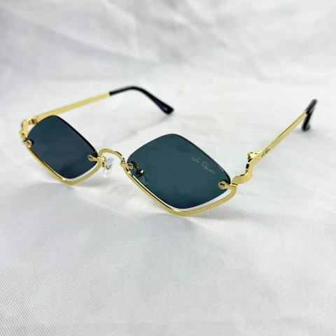 ÓCULOS DE SOL FLASH PRETO COM DOURADO LOSANGO FEMININO