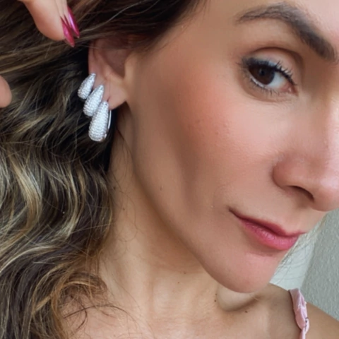 TRIO BRINCO ZIRCôNIA KUKA PRATEADO - comprar online