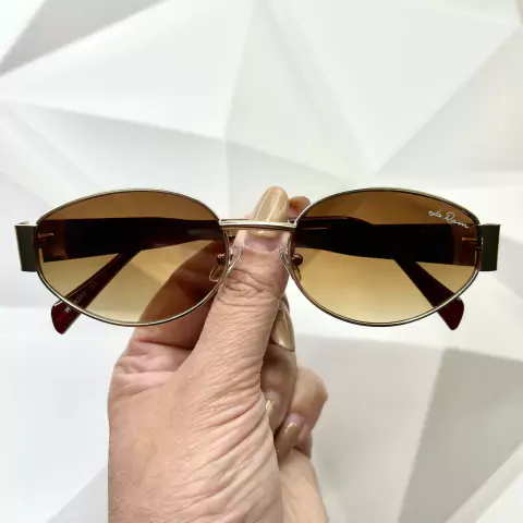 ÓCULOS DE SOL BIA MARROM COM DOURADO OVAL FEMININO JO RAM