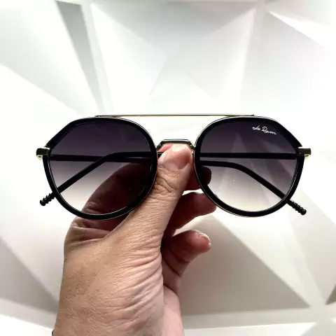 ÓCULOS DE SOL DUX PRETO COM DOURADO GEOMETRICO UNISSEX JO RAM