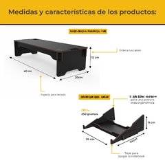 Kit Base eleva monitor, soporte para notebook, organizador, porta celu y mousepad - buy online