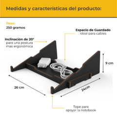 Kit Base eleva monitor, soporte para notebook, organizador, porta celu y mousepad