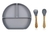 Plato con divisiones + cuchara + tenedor - Gris