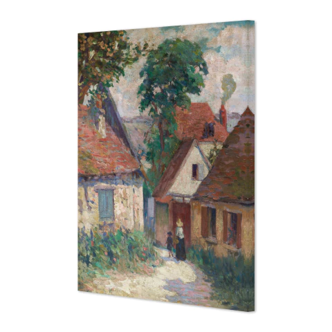 Dos siluetas en la entrada de un pueblo