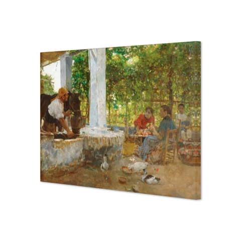 Figuras bajo un emparrado