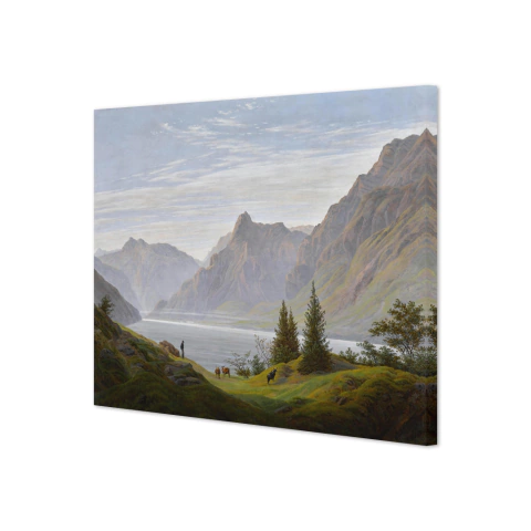 Paisaje con lago de montaña