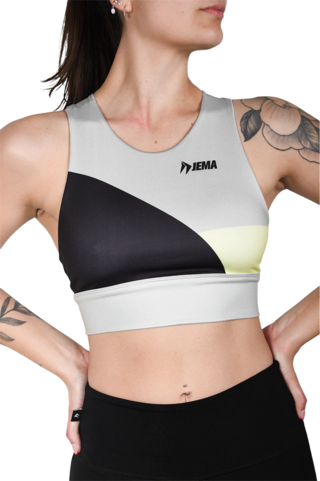 TOP DEPORTIVO AMARILLO COMBINADO MUJER
