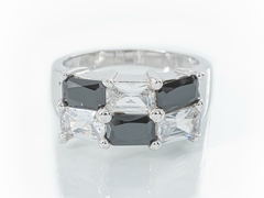 Anillo Circón Negro/Transparente