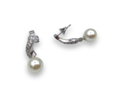 Aros Perla Tira Torzada Micro Pavé - comprar online