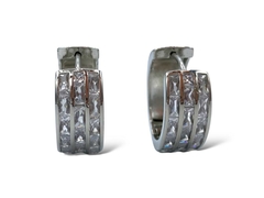 Argollas 3 Hileras Circón Baguette