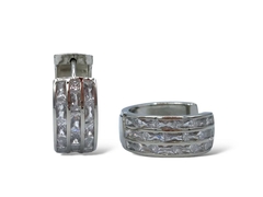Argollas 3 Hileras Circón Baguette - comprar online