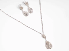 Conjunto Strass Gotas Plateado