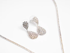 Conjunto Strass Gotas Plateado - Mallorca Joyas - Joyería en Córdoba 